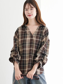 LUDIC PARK(ルディックパーク) |チェック柄タックスリーブスキッパーシャツ