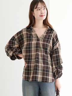 LUDIC PARK(ルディックパーク) |チェック柄タックスリーブスキッパーシャツ