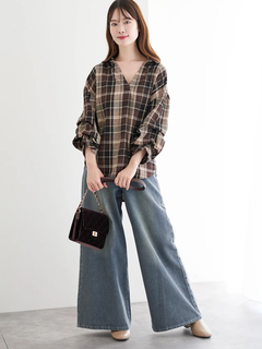 LUDIC PARK(ルディックパーク) |チェック柄タックスリーブスキッパーシャツ