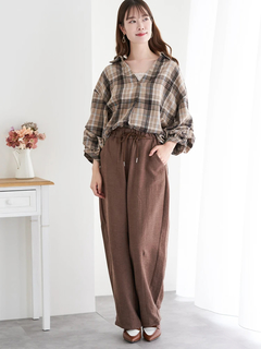 LUDIC PARK(ルディックパーク) |チェック柄タックスリーブスキッパーシャツ