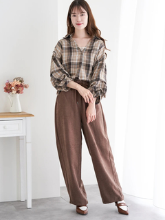 LUDIC PARK(ルディックパーク) |チェック柄タックスリーブスキッパーシャツ