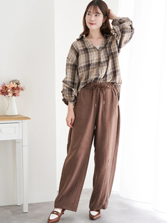 LUDIC PARK(ルディックパーク) |チェック柄タックスリーブスキッパーシャツ