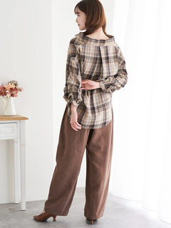 LUDIC PARK(ルディックパーク) |チェック柄タックスリーブスキッパーシャツ