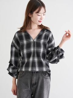 LUDIC PARK(ルディックパーク) |チェック柄タックスリーブスキッパーシャツ