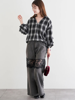 LUDIC PARK(ルディックパーク) |チェック柄タックスリーブスキッパーシャツ