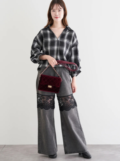 LUDIC PARK(ルディックパーク) |チェック柄タックスリーブスキッパーシャツ