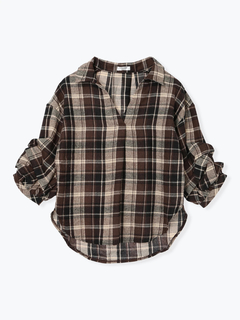 LUDIC PARK(ルディックパーク) |チェック柄タックスリーブスキッパーシャツ