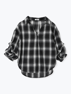 LUDIC PARK(ルディックパーク) |チェック柄タックスリーブスキッパーシャツ