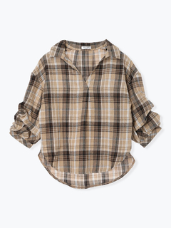 LUDIC PARK(ルディックパーク) |チェック柄タックスリーブスキッパーシャツ