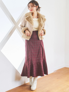 LUDIC PARK(ルディックパーク) |チェック柄ビット付きマーメイドスカート