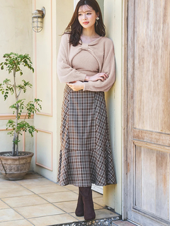 LUDIC PARK(ルディックパーク) |チェック柄ビット付きマーメイドスカート