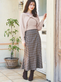 LUDIC PARK(ルディックパーク) |チェック柄ビット付きマーメイドスカート
