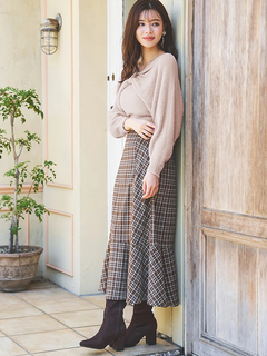 LUDIC PARK(ルディックパーク) |チェック柄ビット付きマーメイドスカート