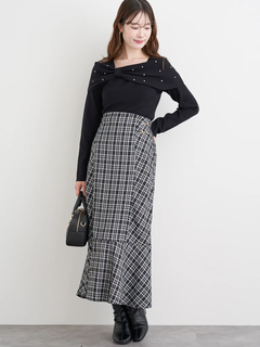 LUDIC PARK(ルディックパーク) |チェック柄ビット付きマーメイドスカート