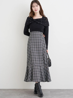 LUDIC PARK(ルディックパーク) |チェック柄ビット付きマーメイドスカート