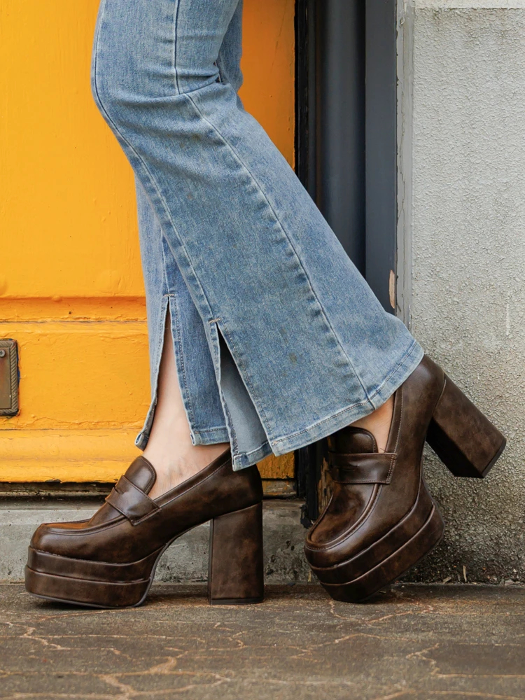 フェイクレザー厚底チャンキーヒールローファー / LUDIC PARK（ル