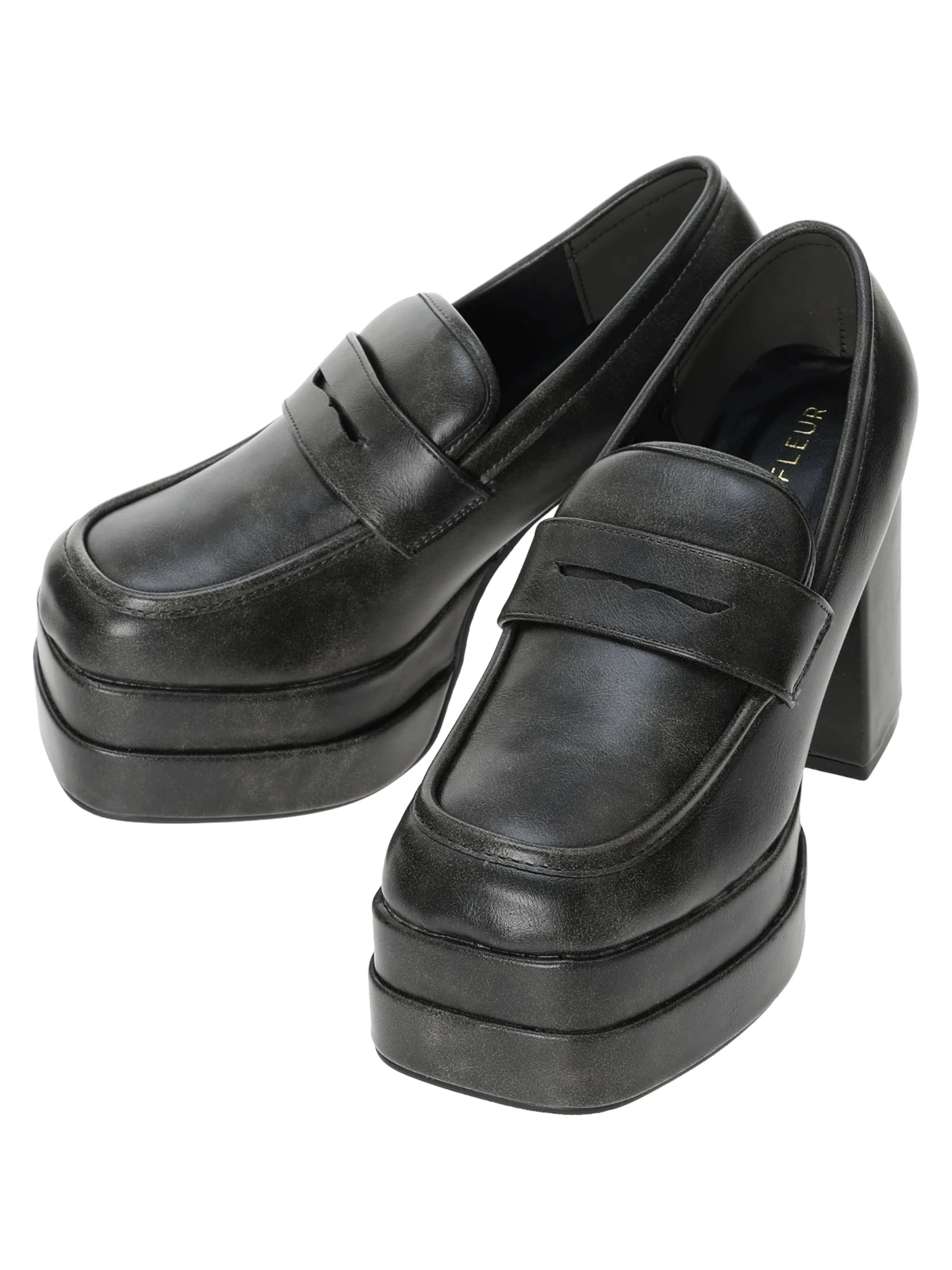 フェイクレザー厚底チャンキーヒールローファー / LUDIC PARK