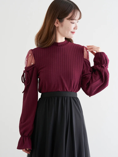 LUDIC PARK(ルディックパーク) |肩チュールシアーパール付きリボントップス