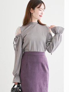 LUDIC PARK(ルディックパーク) |肩チュールシアーパール付きリボントップス