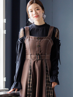 LUDIC PARK(ルディックパーク) |肩チュールシアーパール付きリボントップス