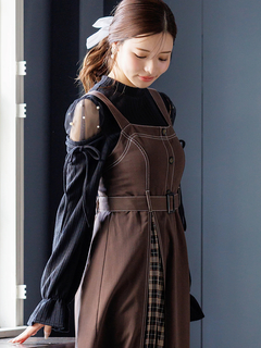 LUDIC PARK(ルディックパーク) |肩チュールシアーパール付きリボントップス