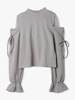 LUDIC PARK(ルディックパーク) |肩チュールシアーパール付きリボントップス