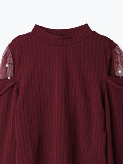 LUDIC PARK(ルディックパーク) |肩チュールシアーパール付きリボントップス