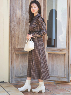 LUDIC PARK(ルディックパーク) |ピンタックフリルワンピース(無地・チェック柄)