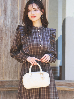 LUDIC PARK(ルディックパーク) |ピンタックフリルワンピース(無地・チェック柄)