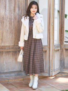 LUDIC PARK(ルディックパーク) |ピンタックフリルワンピース(無地・チェック柄)