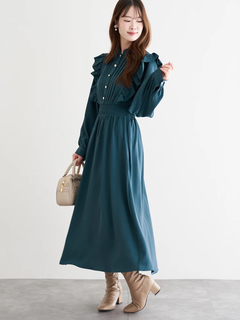 LUDIC PARK(ルディックパーク) |ピンタックフリルワンピース(無地・チェック柄)