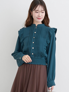 LUDIC PARK(ルディックパーク) |ピンタックフリルブラウス(無地・チェック柄)