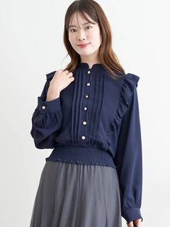 LUDIC PARK(ルディックパーク) |ピンタックフリルブラウス(無地・チェック柄)