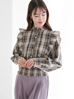 LUDIC PARK(ルディックパーク) |ピンタックフリルブラウス(無地・チェック柄)