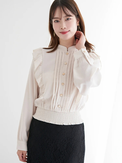 LUDIC PARK(ルディックパーク) |ピンタックフリルブラウス(無地・チェック柄)