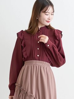 LUDIC PARK(ルディックパーク) |ピンタックフリルブラウス(無地・チェック柄)