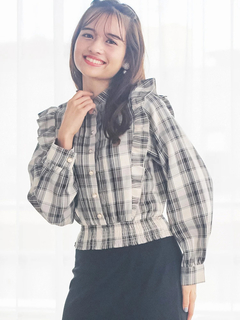 LUDIC PARK(ルディックパーク) |ピンタックフリルブラウス(無地・チェック柄)