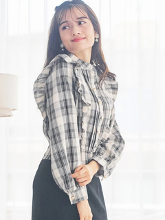LUDIC PARK(ルディックパーク) |ピンタックフリルブラウス(無地・チェック柄)