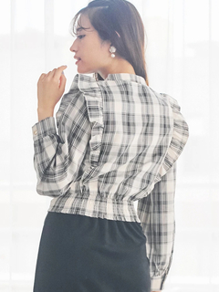 LUDIC PARK(ルディックパーク) |ピンタックフリルブラウス(無地・チェック柄)