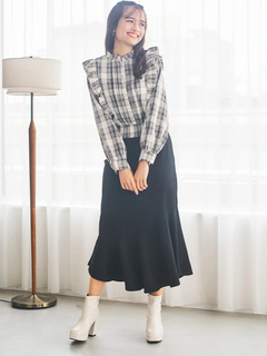 LUDIC PARK(ルディックパーク) |ピンタックフリルブラウス(無地・チェック柄)