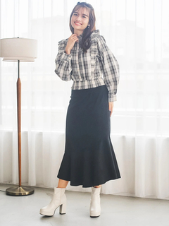 LUDIC PARK(ルディックパーク) |ピンタックフリルブラウス(無地・チェック柄)