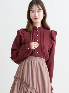 LUDIC PARK(ルディックパーク) |ピンタックフリルブラウス(無地・チェック柄)