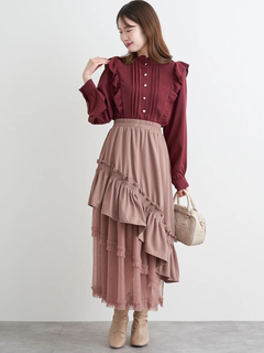 LUDIC PARK(ルディックパーク) |ピンタックフリルブラウス(無地・チェック柄)