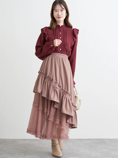 LUDIC PARK(ルディックパーク) |ピンタックフリルブラウス(無地・チェック柄)