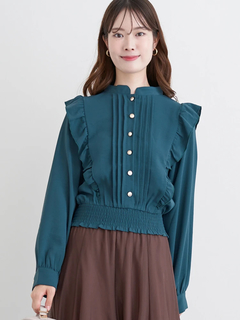 LUDIC PARK(ルディックパーク) |ピンタックフリルブラウス(無地・チェック柄)