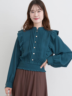 LUDIC PARK(ルディックパーク) |ピンタックフリルブラウス(無地・チェック柄)