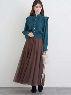 LUDIC PARK(ルディックパーク) |ピンタックフリルブラウス(無地・チェック柄)