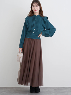 LUDIC PARK(ルディックパーク) |ピンタックフリルブラウス(無地・チェック柄)