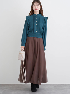 LUDIC PARK(ルディックパーク) |ピンタックフリルブラウス(無地・チェック柄)