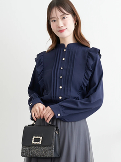 LUDIC PARK(ルディックパーク) |ピンタックフリルブラウス(無地・チェック柄)